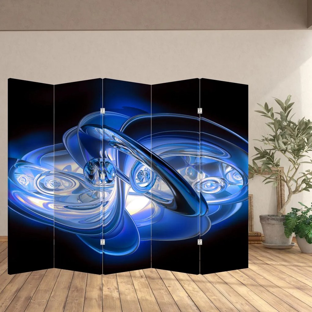 Paravan - Abstract albastru (210x170 cm)