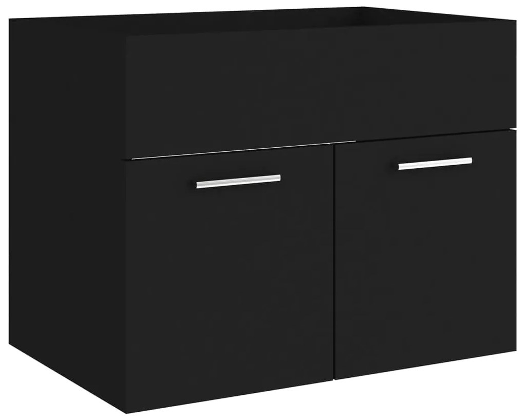 Set de mobilier de baie, negru, lemn prelucrat Negru, 60 x 38.5 x 46 cm, 1