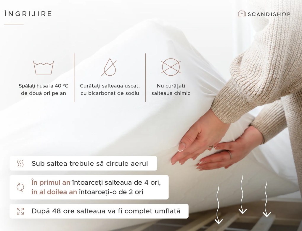 Saltea din cocos COCO MAXI 20 cm 90 x 200 cm Protectie saltea: FaRa protectie saltea