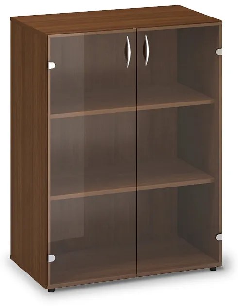 Dulap mediu din sticlă ProOffice 80 x 45,8 x 106,3 cm, nuc
