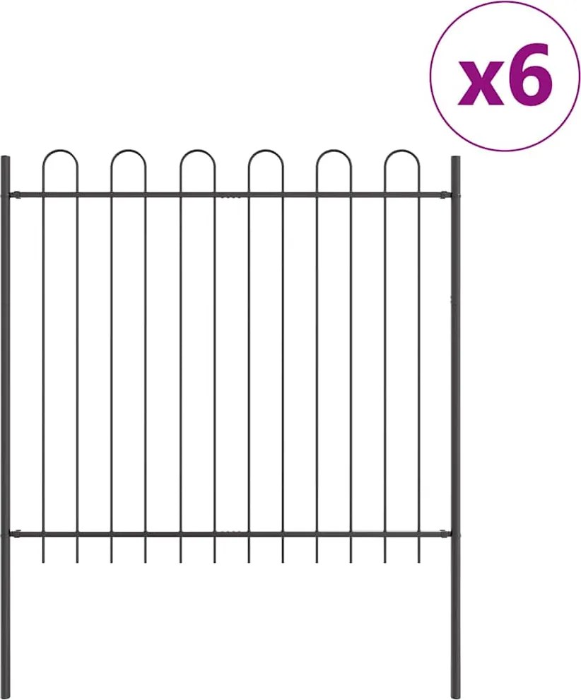 vidaXL Gard de Grădină 6 pcs Gri 10,2 x 1,5 m Oțel acoperit cu pulbere