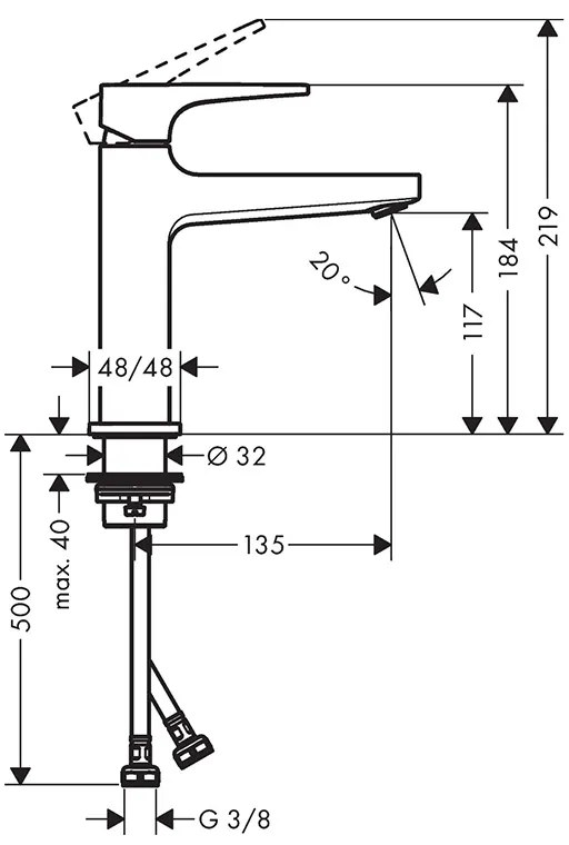 Baterie lavoar cu ventil inclus, auriu lucios, Hansgrohe Metropol 110