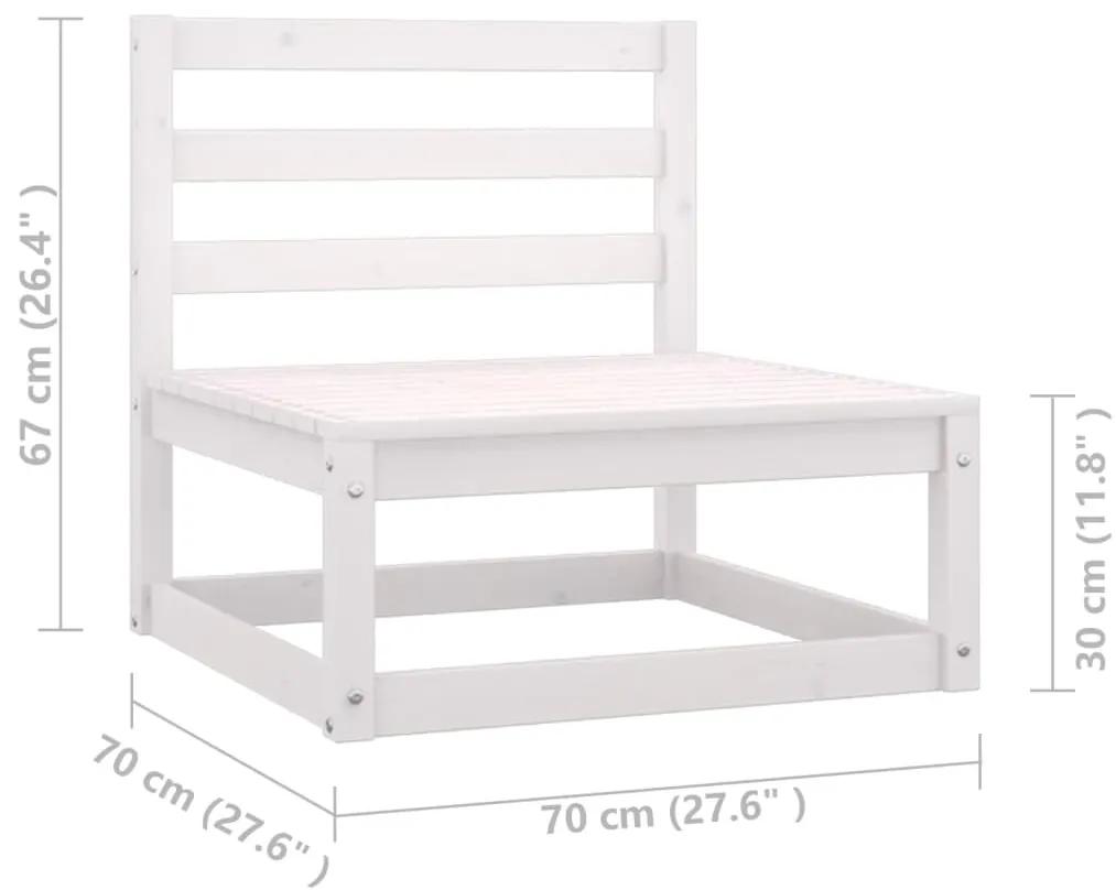 Set mobilier de gradina cu perne, 14 piese, alb, lemn masiv pin Alb, 1, Da