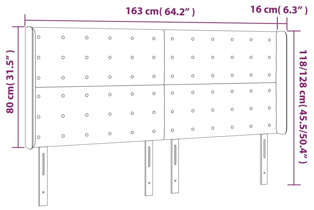 Tablie de pat cu LED, gri inchis, 163x16x118 128 cm, textil 1, Morke gra, 163 x 16 x 118 128 cm