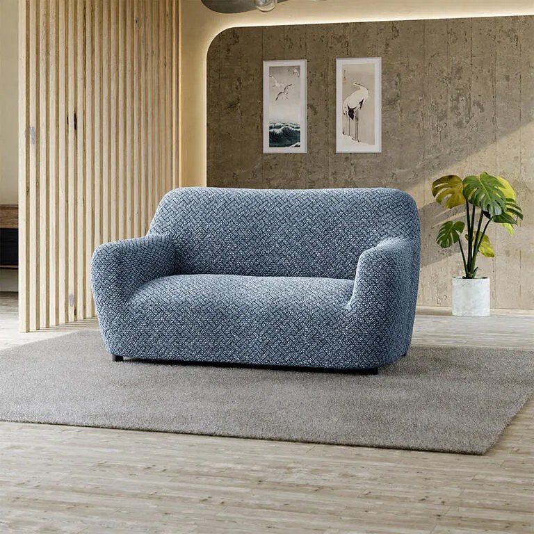 Huse bielastice VENEZIA albastre fotoliu dublu (l. 120 - 160 cm)