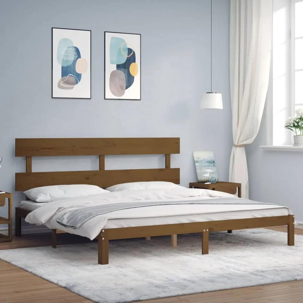 3193554 vidaXL Cadru pat cu tăblie, maro miere, 200x200 cm, lemn masiv