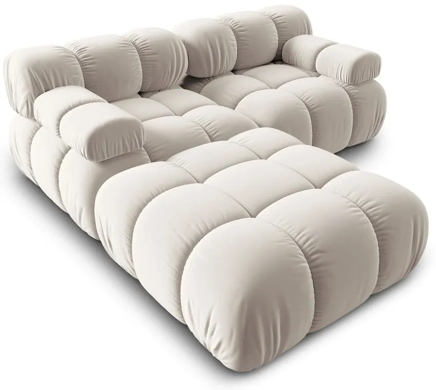 Colțar modular bej cu tapițerie din catifea (cu colț variabil) Bellis – Micadoni