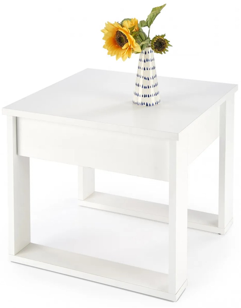 Masuta de cafea Nea patrata alba L60 cm