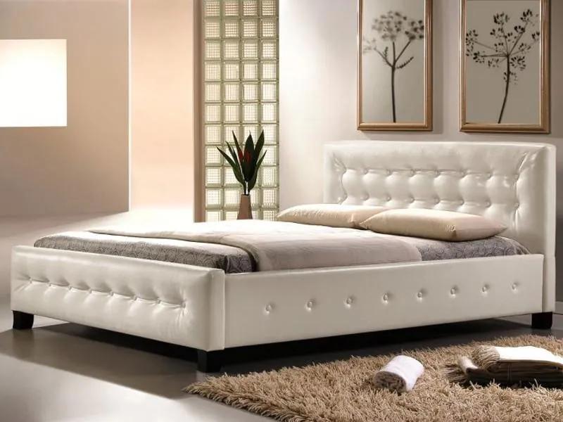 Pat dormitor alb piele eco 160x200cm Barcelona White | PRIMERA COLLECTION