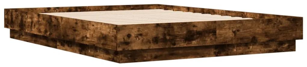 3209881 vidaXL Cadru de pat, stejar afumat, 135x190 cm, lemn prelucrat