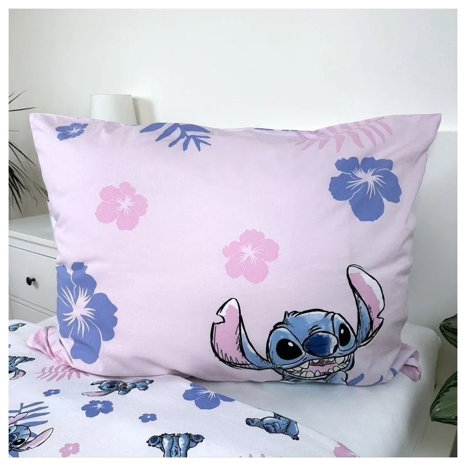 Lenjerie de pat pentru copii roz-deschis din bumbac pentru pat de o persoană 140x200 cm Lilo &amp; Stitch "Pink" – Jerry Fabrics