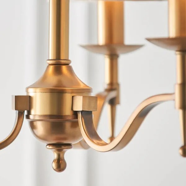 Endon 63628 - Candelabru suspendat cu lanț STANFORD 3xE14/40W/230V alamă/bej
