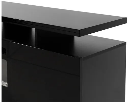 Dulap TV cu șemineu Anaceta (grafit + lucios grafit) (cu iluminat LED). Promo -16%. 1106158