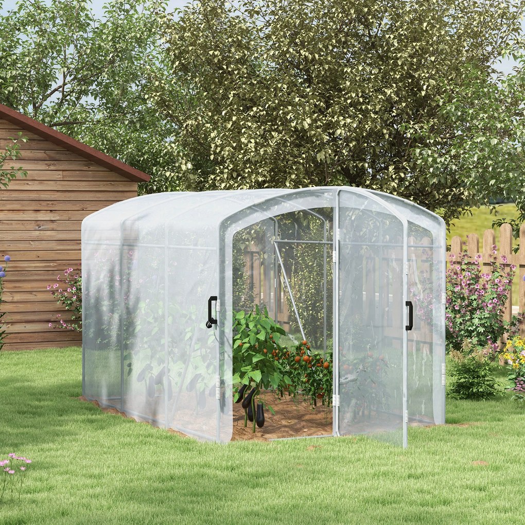 Outsunny Solariu de tunel, acoperit cu folie transparentă, cadru de oțel galvanizat, 3 x 2 x 2m | Aosom Romania