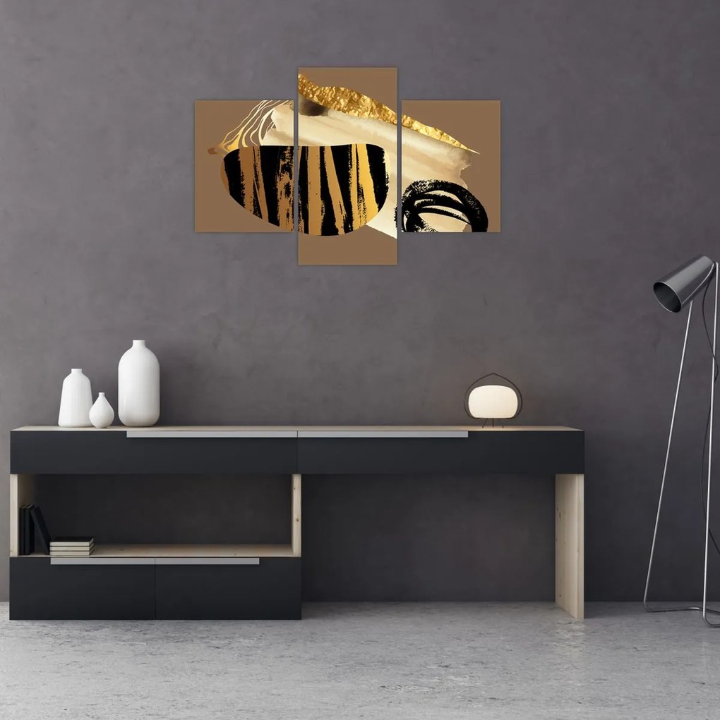 Tablou - Abstracție maro auriu N⁰2 (90x60 cm)