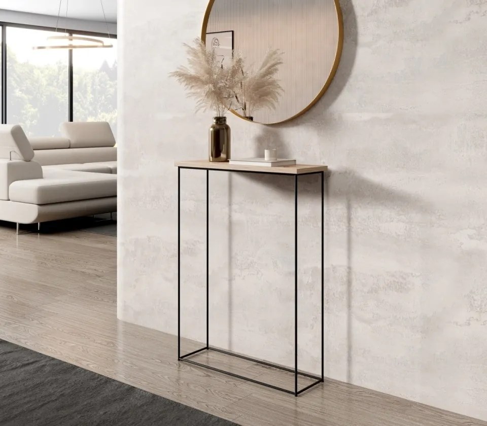 Consolă hol, 60x20x80 cm Sili 2, ADRK Furniture (Culoare: Negru / Negru)