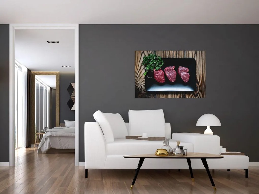 Tablou cu carne pe farfurie (90x60 cm)