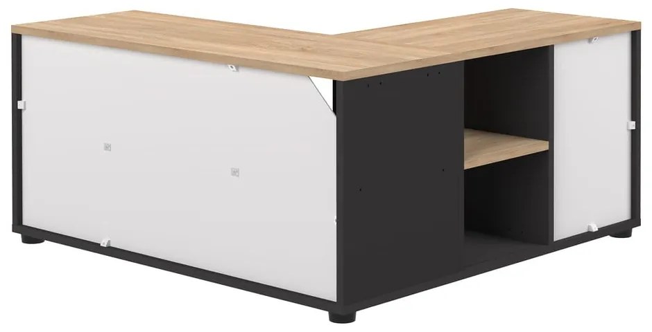 Comodă TV negru-natural cu aspect de lemn de stejar 90x45 cm Angle – TemaHome