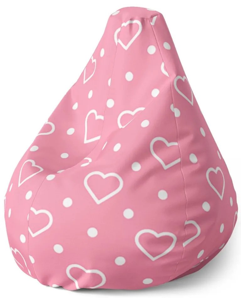 Sac de șezut Pear inimi și buline - pentru copii, roz
