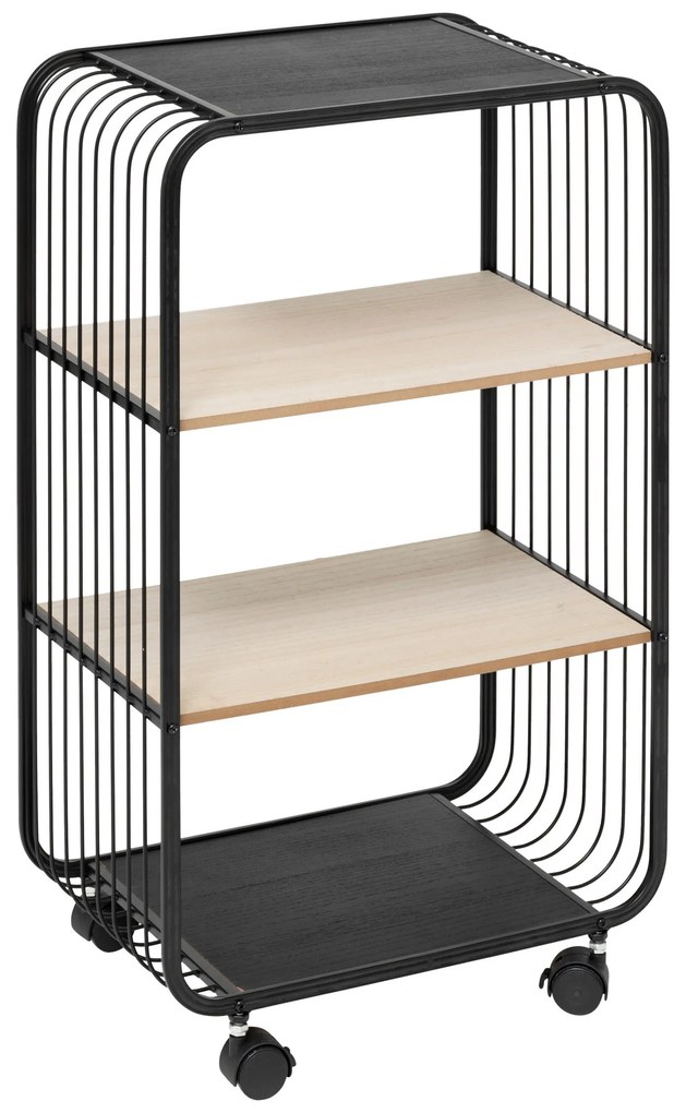 Raft mobil NOIR, 3 niveluri, metal, 43,3 x 28 x 74 cm