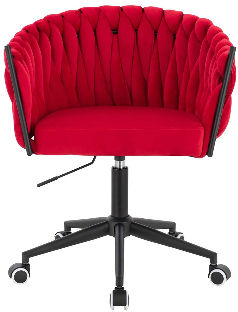 HR750K Scaun Roşu din Catifea cu Bază Neagră