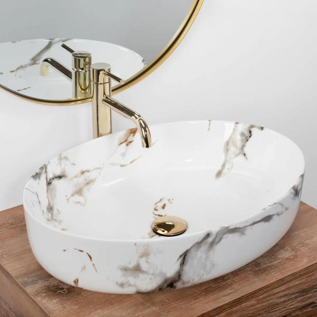 Lavoar Carrara Shiny marmura ceramica sanitara - 55 cm