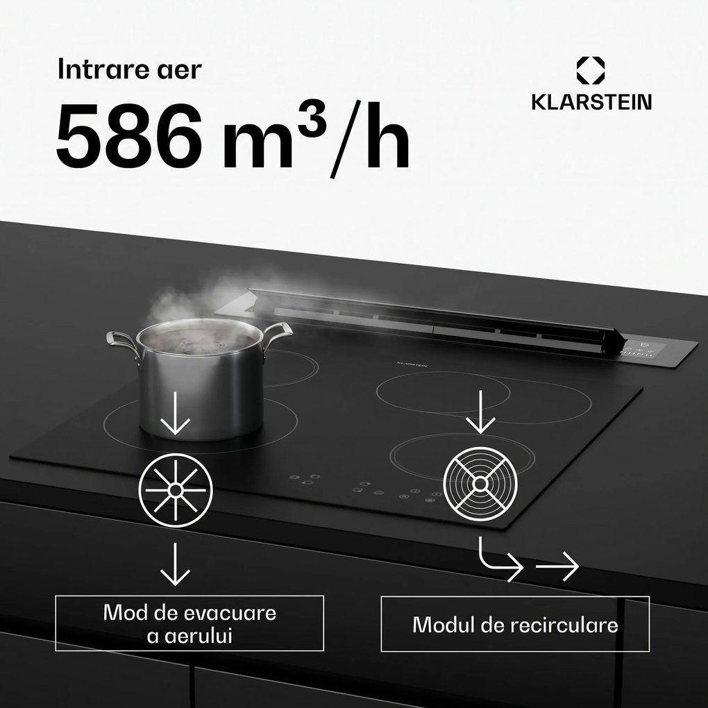 Klarstein Hota Brisa| telescopică, 586 m³/h, A+, LED, 51 dB, mod evacuare/recirculare