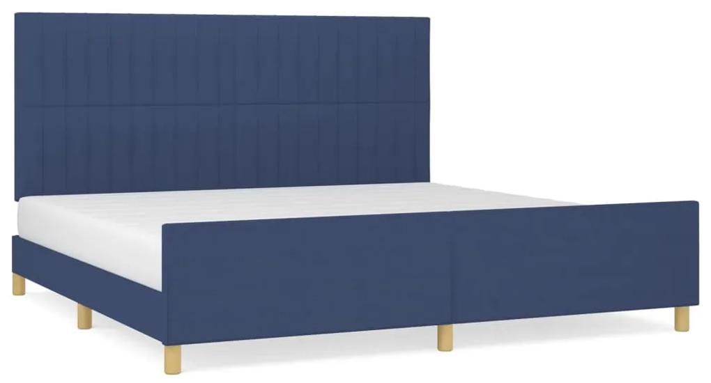 3125249 vidaXL Cadru de pat cu tăblie, albastru, 200x200 cm, textil