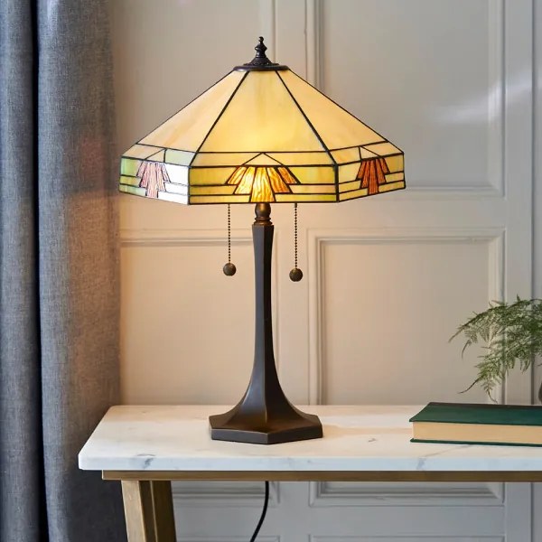 Endon 64286 - Lampă de masă Tiffany NEVADA, 2xE27/60W/230V, Ø 40 cm