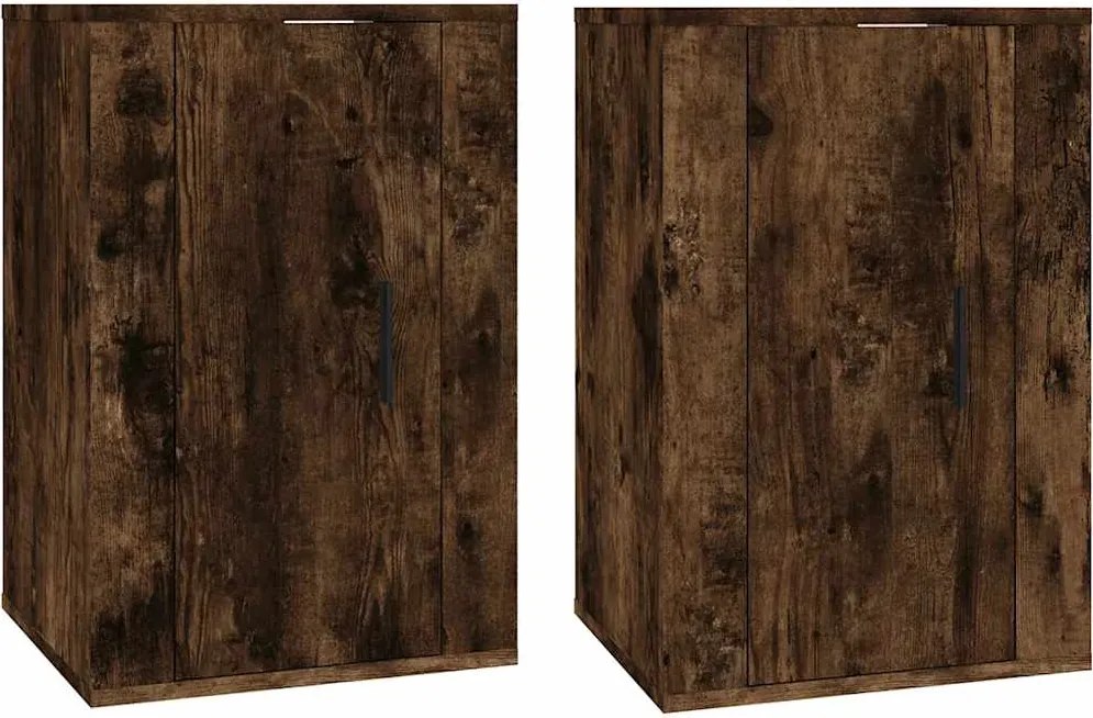 vidaXL Dulapuri TV montaj pe perete 2 buc stejar fumuriu 40x34,5x60 cm