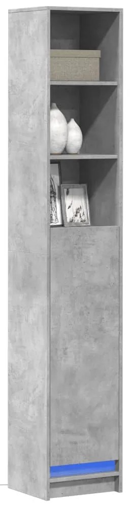 vidaXL Dulap cu LED, gri beton, 36x32,5x200 cm, lemn prelucrat