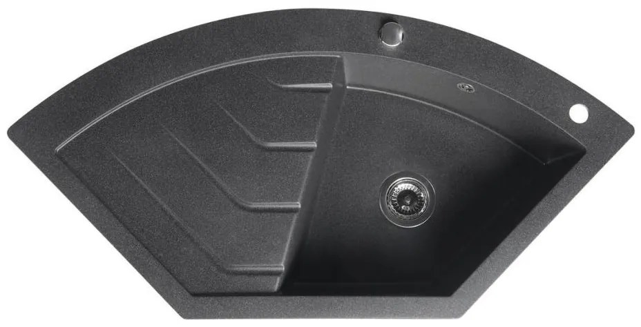 Sapho - Chiuvetă de colț din granit pentru bucătărie 114 x 57,5 cm, negru