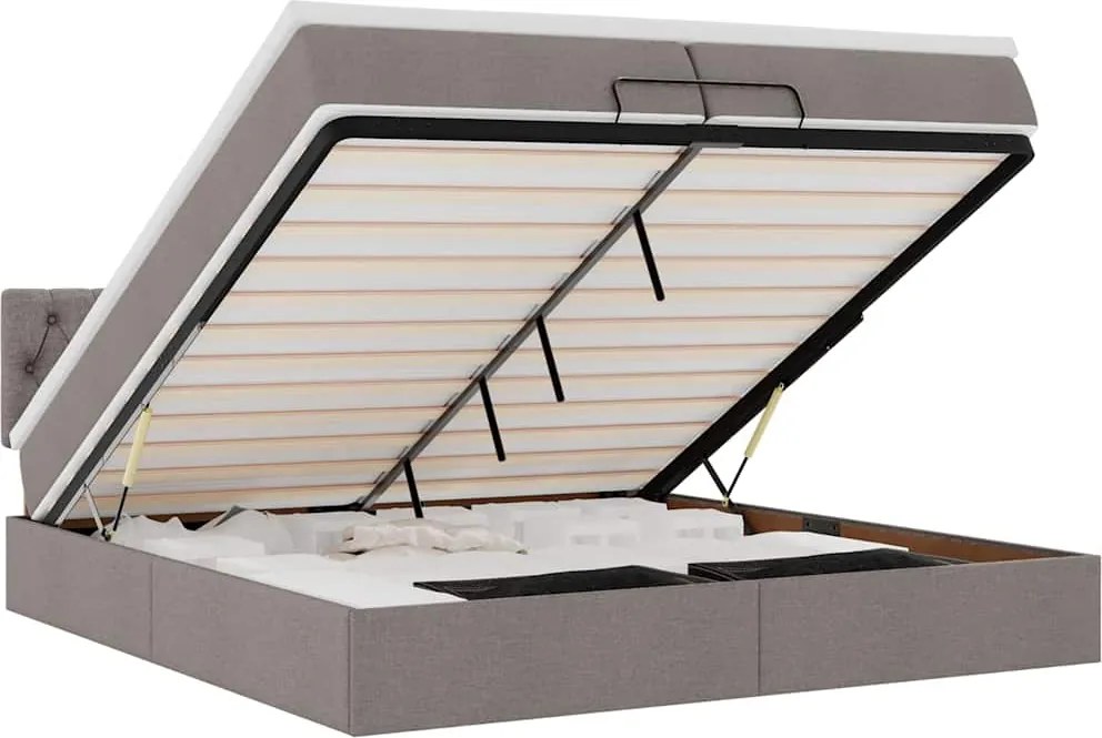vidaXL Cadru de pat otoman cu saltele Taupe 200x200cm țesătură