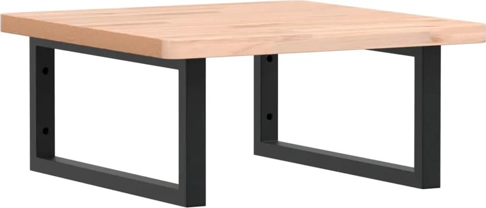 vidaXL Raft pentru lavoar montat pe perete, oțel și lemn masiv fag