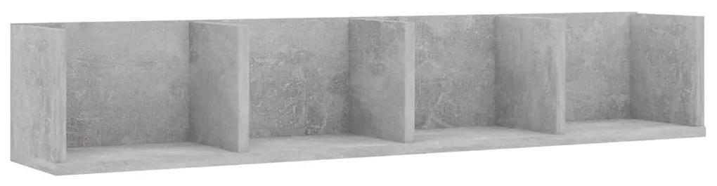 801323 vidaXL Raft de perete CD-uri, gri beton, 100 x 18 x 18 cm, PAL