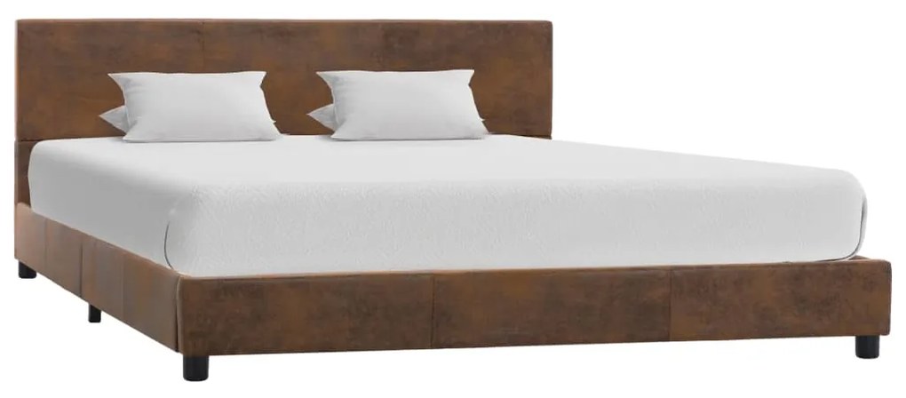 284782 vidaXL Cadru de pat, maro, 120 x 200 cm, piele întoarsă ecologică