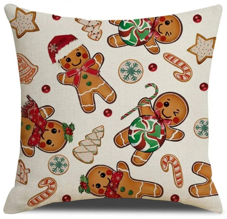 Fata de perna de Craciun GINGER PARADE 45x45 cm, bej