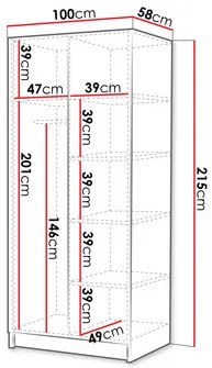 Dulap de haine Smagano I (Alb + Negru) . 1105796