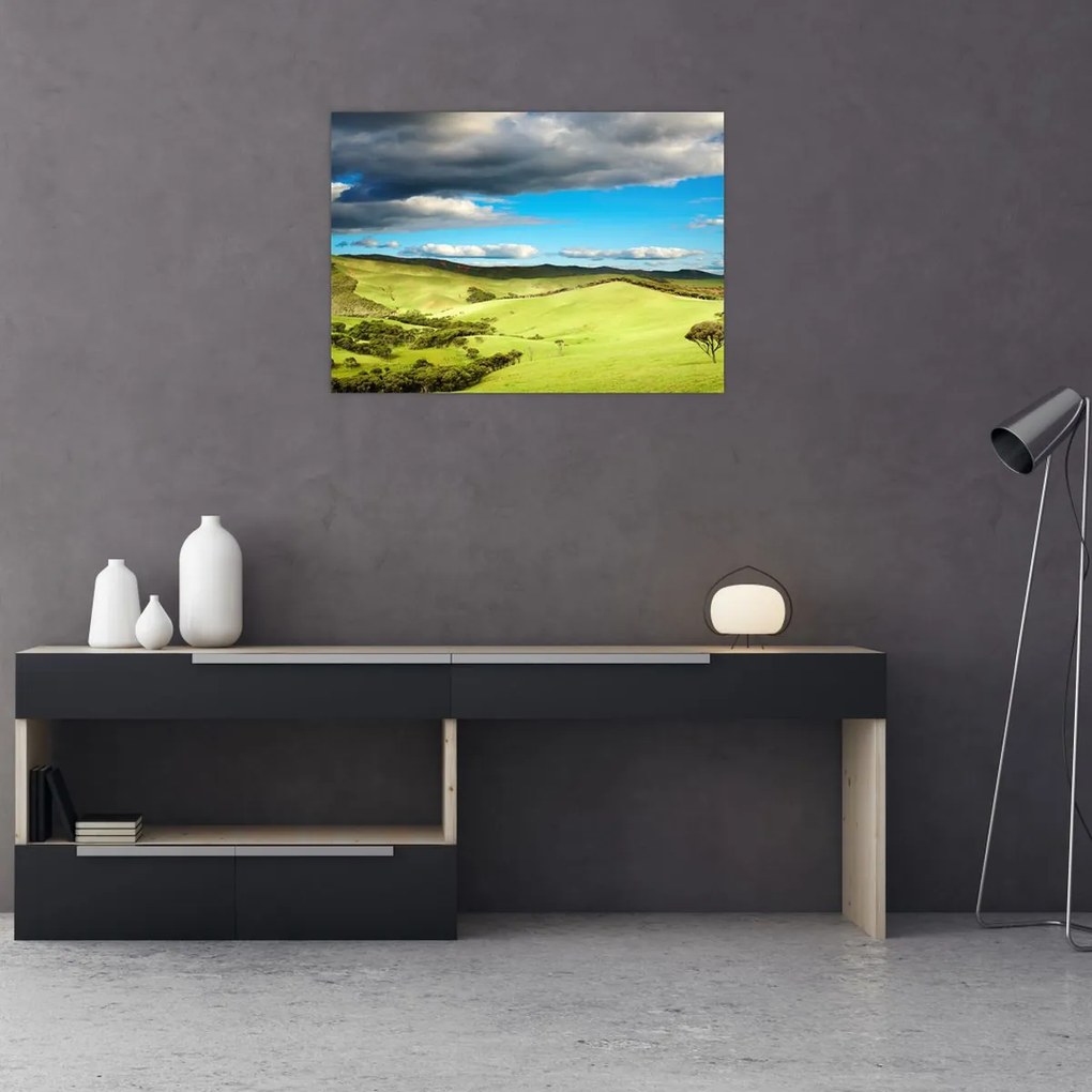 Tablou - Peisaj verde cu dealuri (70x50 cm)