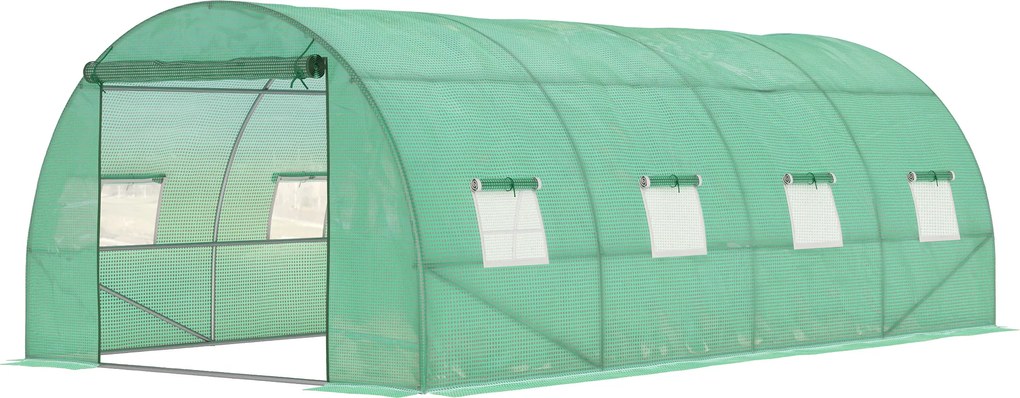 Outsunny Seră cu folie, seră walk-in, tunel din folie, seră, plastic, oțel, verde | Aosom Romania