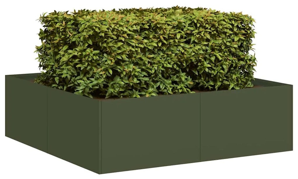 vidaXL Jardinieră verde măsline 100x100x30 cm oțel