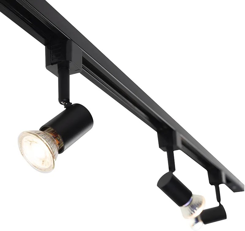 Sistem de iluminat cu șină modern cu 3 spoturi negre monofazate - Iconic Jeany