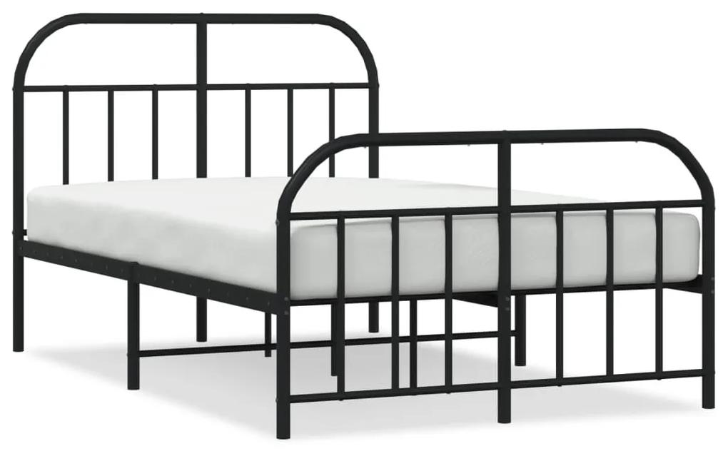 353651 vidaXL Cadru pat metalic cu tăblie de cap/picioare, negru, 120x200 cm