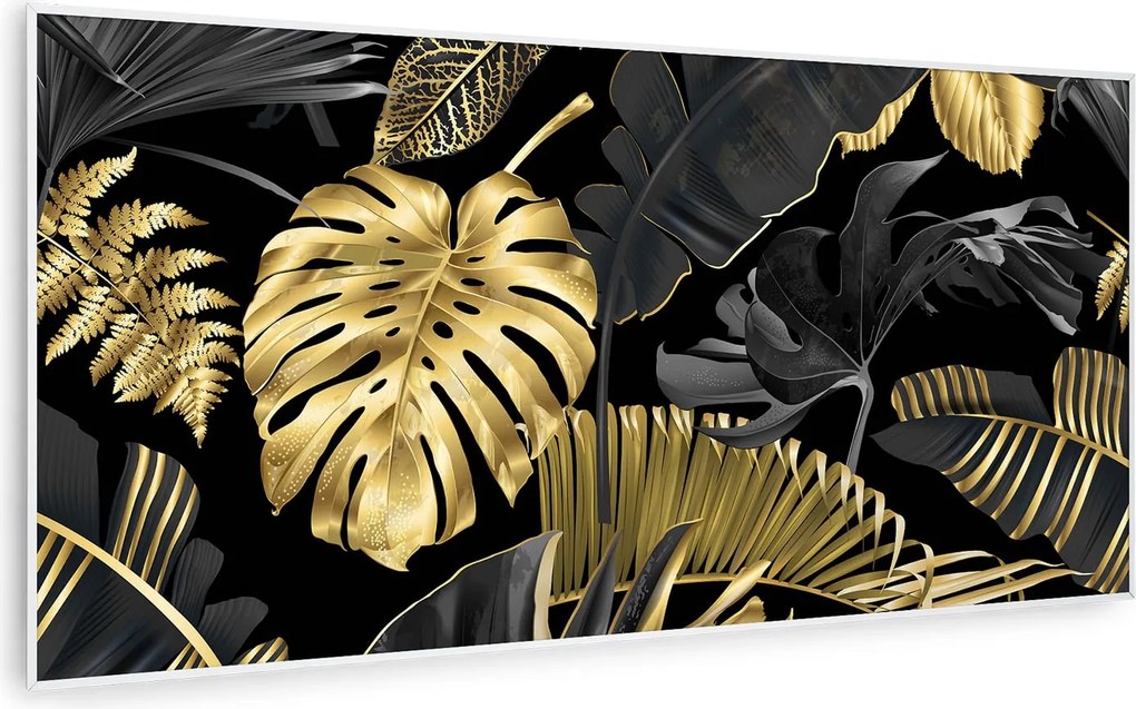 Klarstein Wonderwall Air Art Smart, încălzitor cu infraroșu, frunză neagră, 120 x 60 cm, 700 W