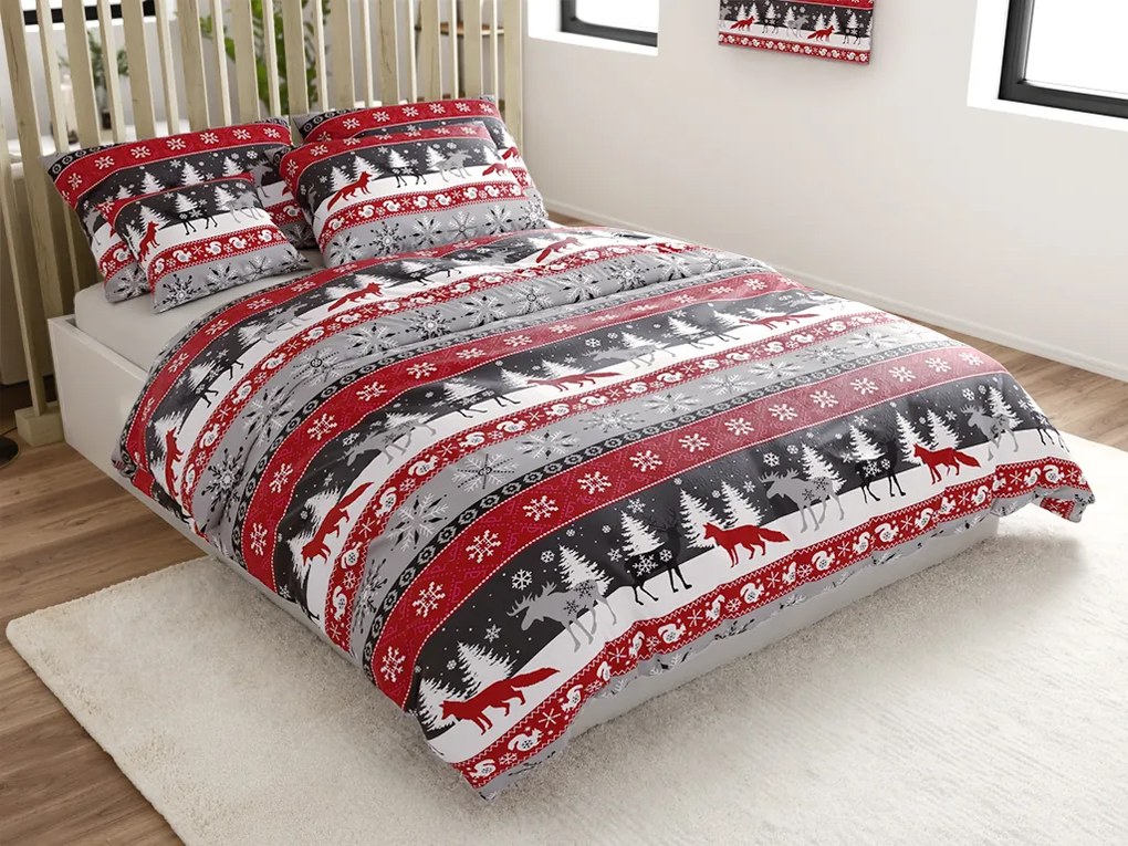 Lenjerie cocolino gri NOWY FOREST Dimensiune lenjerie de pat: 70 x 90 cm | 140 x 220 cm