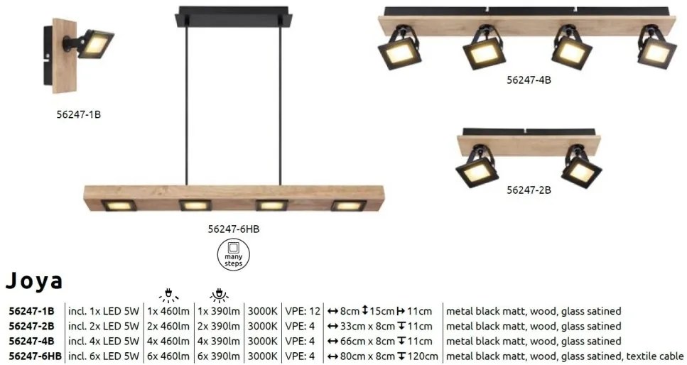 Aplica LED de perete design industrial Joya maro, negru