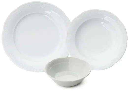 Set de veselă, 18 piese, din porțelan, alb