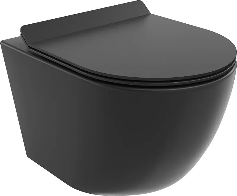 Mexen Lena toaletă wc Rimless cu capac cu închidere lentă slim, duroplast, negru mat - 30220185