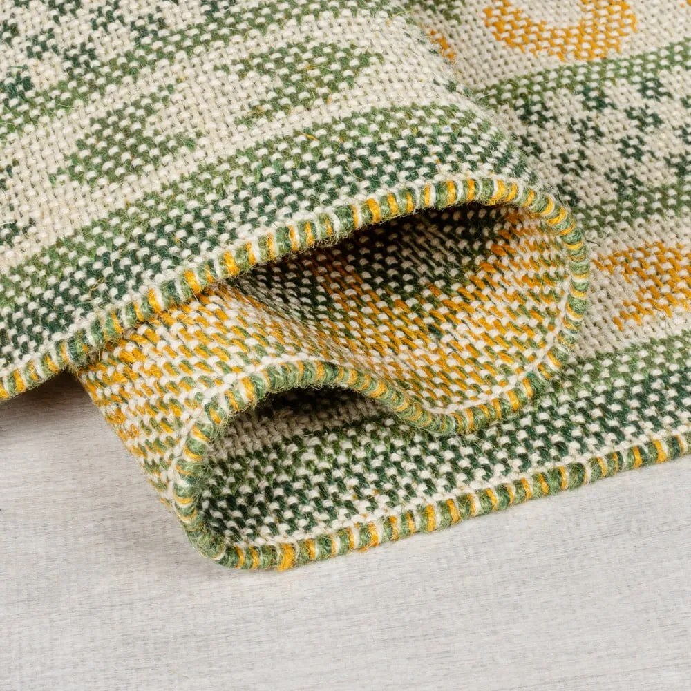Covor verde din amestec de iută 160x230 cm Mara Jute Border – Flair Rugs