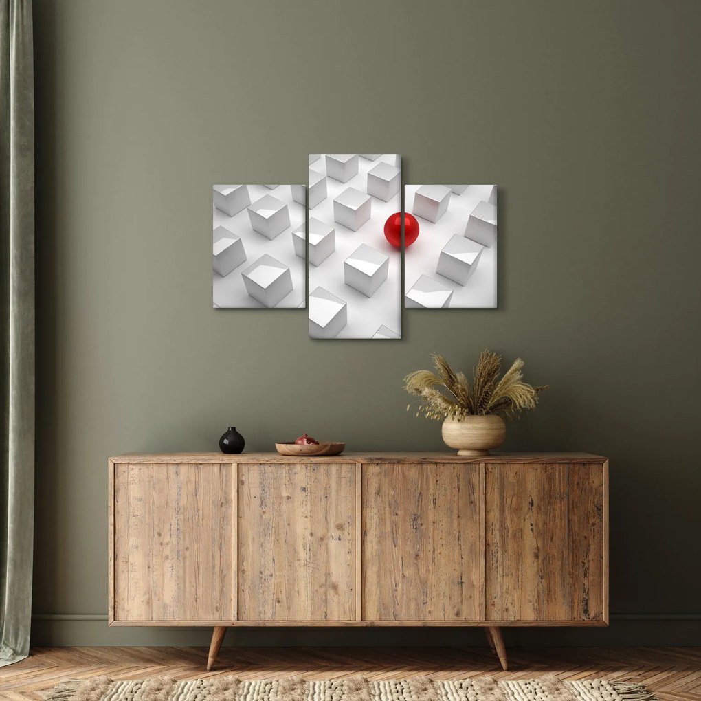 Tablou cu abstracție - cub cu bilă (90x60 cm)